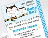 Owl Baby Shower Invitation for Boy - blue and yellow - Custom Baby Shower Invite Il_170x135