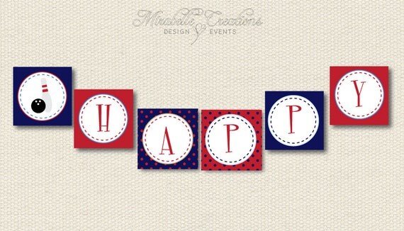 PRINTABLE PARTY BANNER -- Retro Bowling Collection -- Mirabelle Creations Il_570xn
