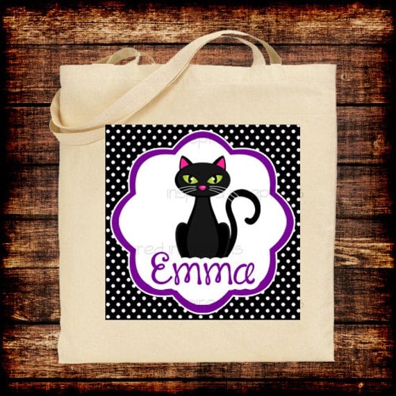 Halloween Black Cat Canvas Tote/ Bag