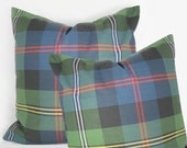 Robert Allen -Tartan Plaid - Decorative Pillow Cushion Cover - Accent Pillow - Throw Pillow - Red , Blue, Green - Traditional - 18 x 18 Inch