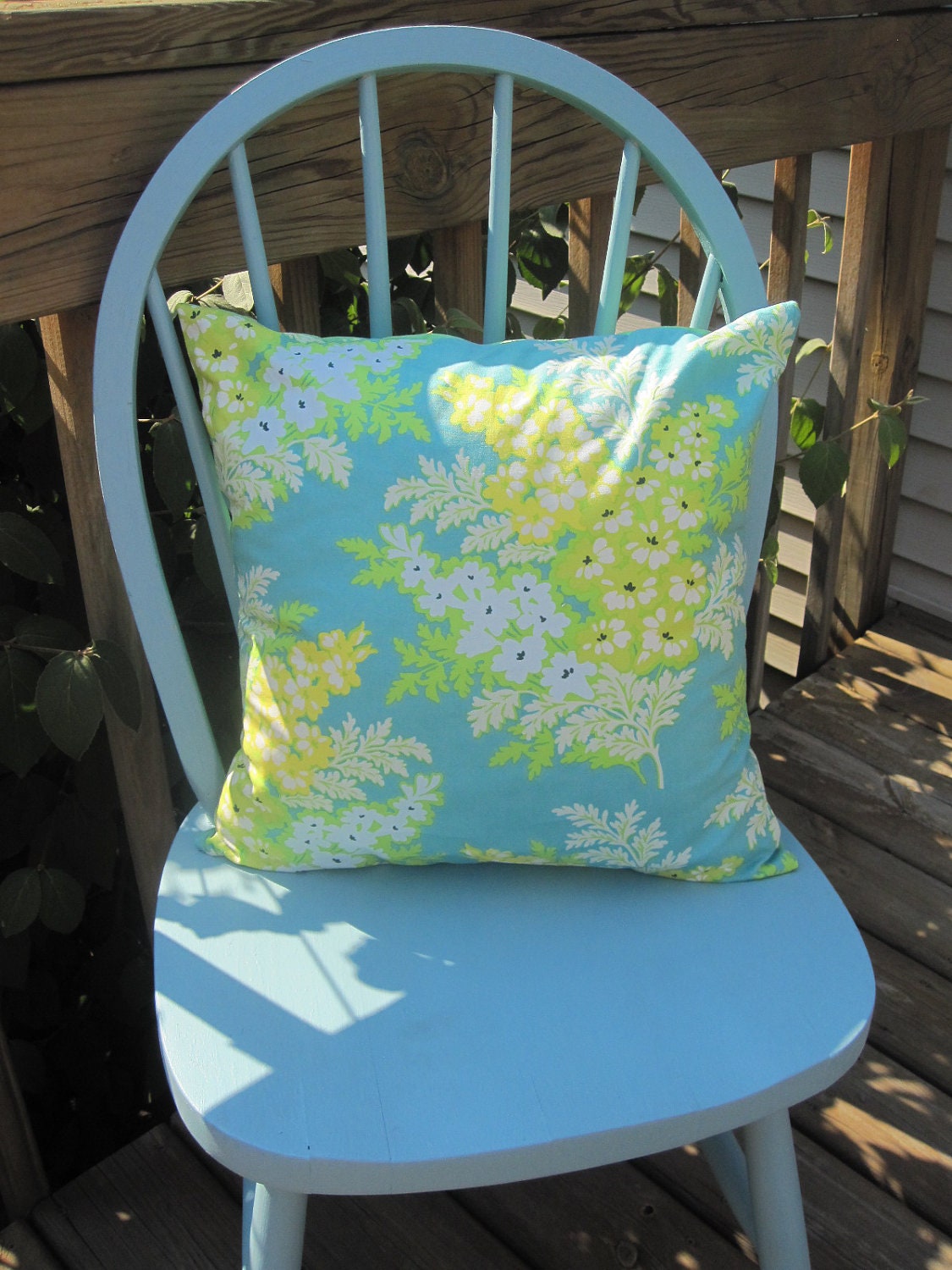 16x16 Pillow Cover, Heather Bailey Nicey Jane, Picnic Bouquet, Blue, Yellow, Green