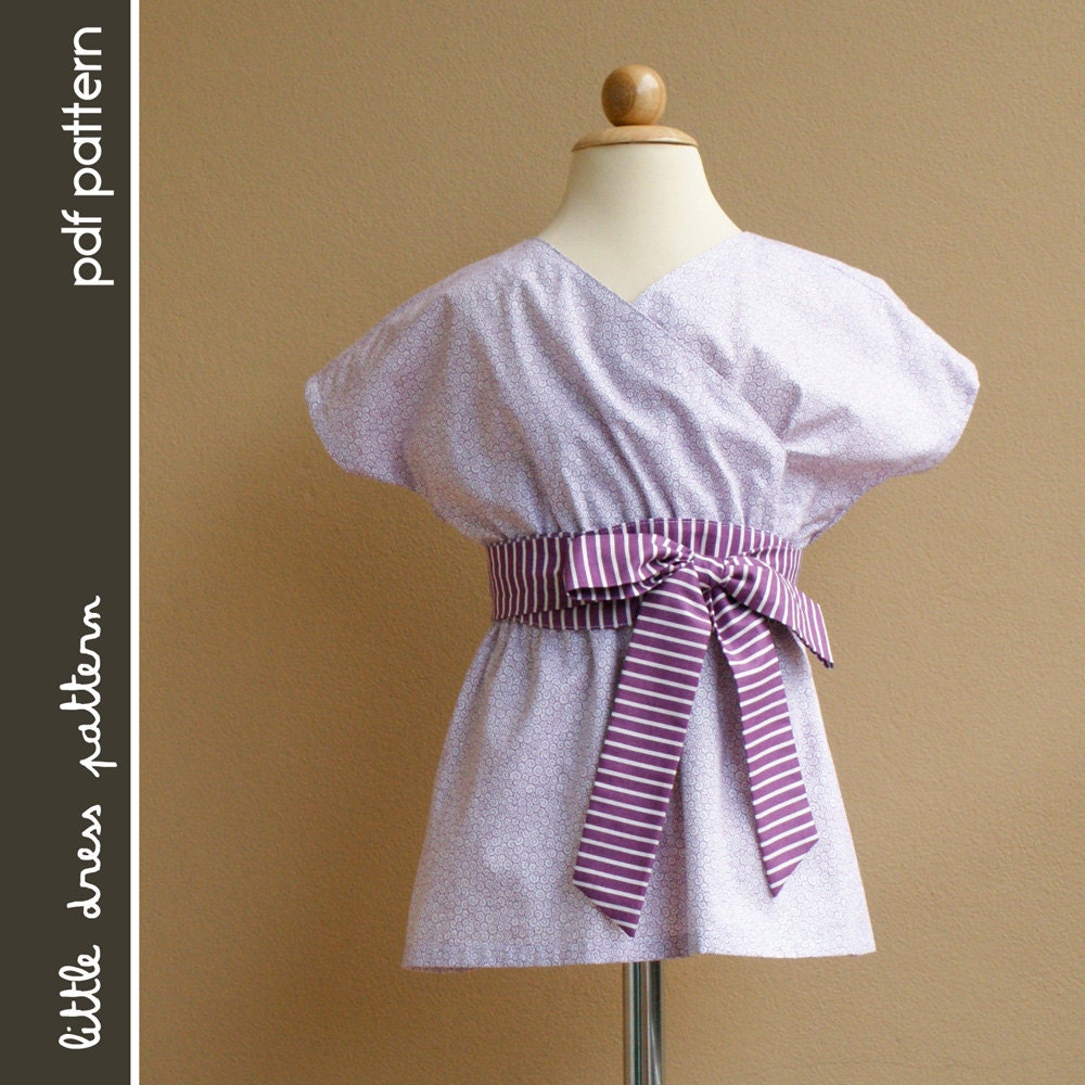 Kimono Dress - PDF Pattern - Size 12 months to 8 years old and tutorial.
