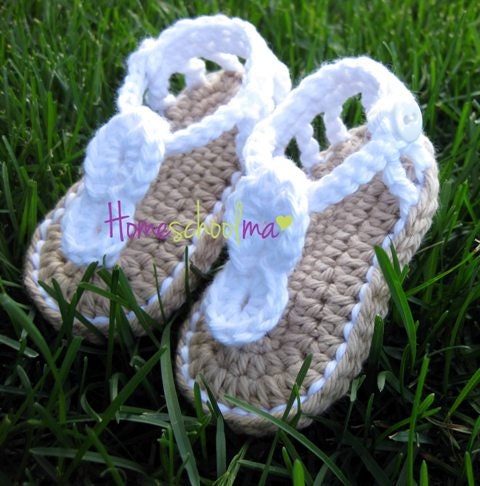 Crochet Baby Gladiator Sandals White