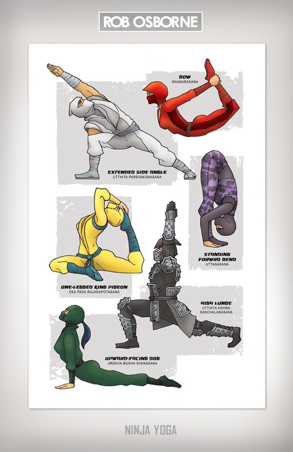 NINJA YOGA Super Pop Art Print 11x17 by Rob Osborne
