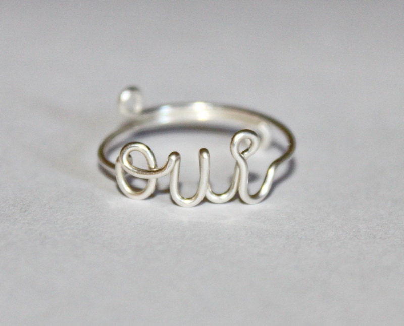 Sterling Silver OUI Ring, French Word Ring