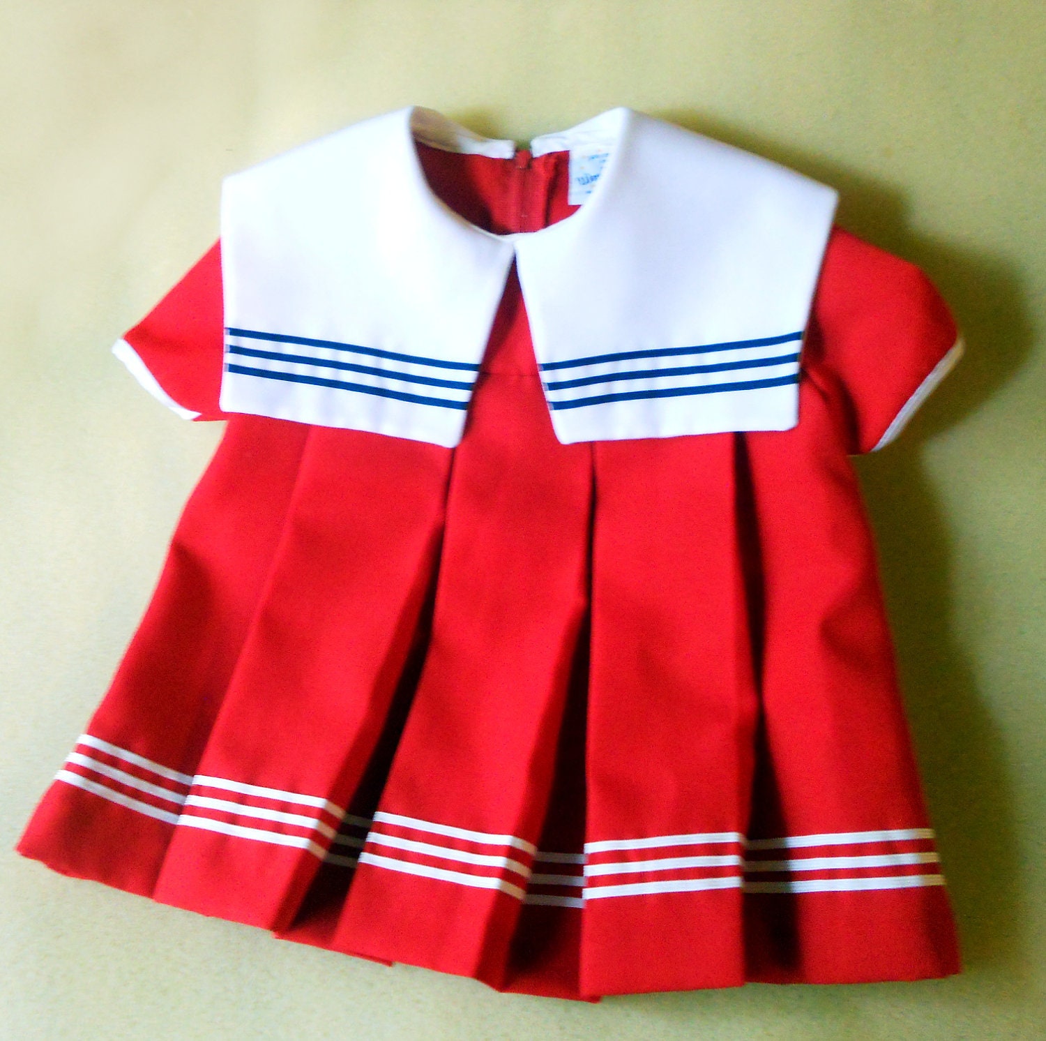 Adorable Wonderland Vintage Sailor Dress Toddler 2t Red White Blue