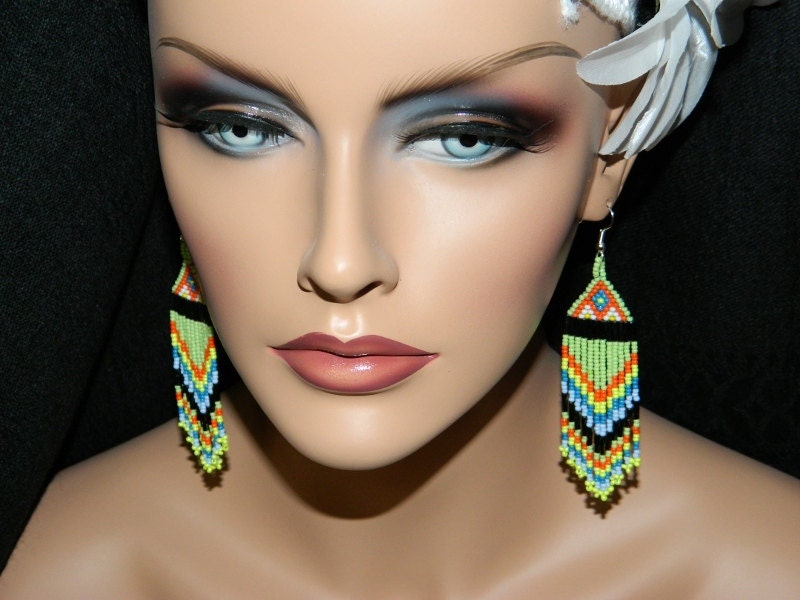 Native American Beautiful "Living the Fancy Dance" Dangle Beaded Earrings