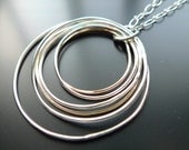 Organic Form Gold Filled and Sterling Silver Circles Silver Necklace