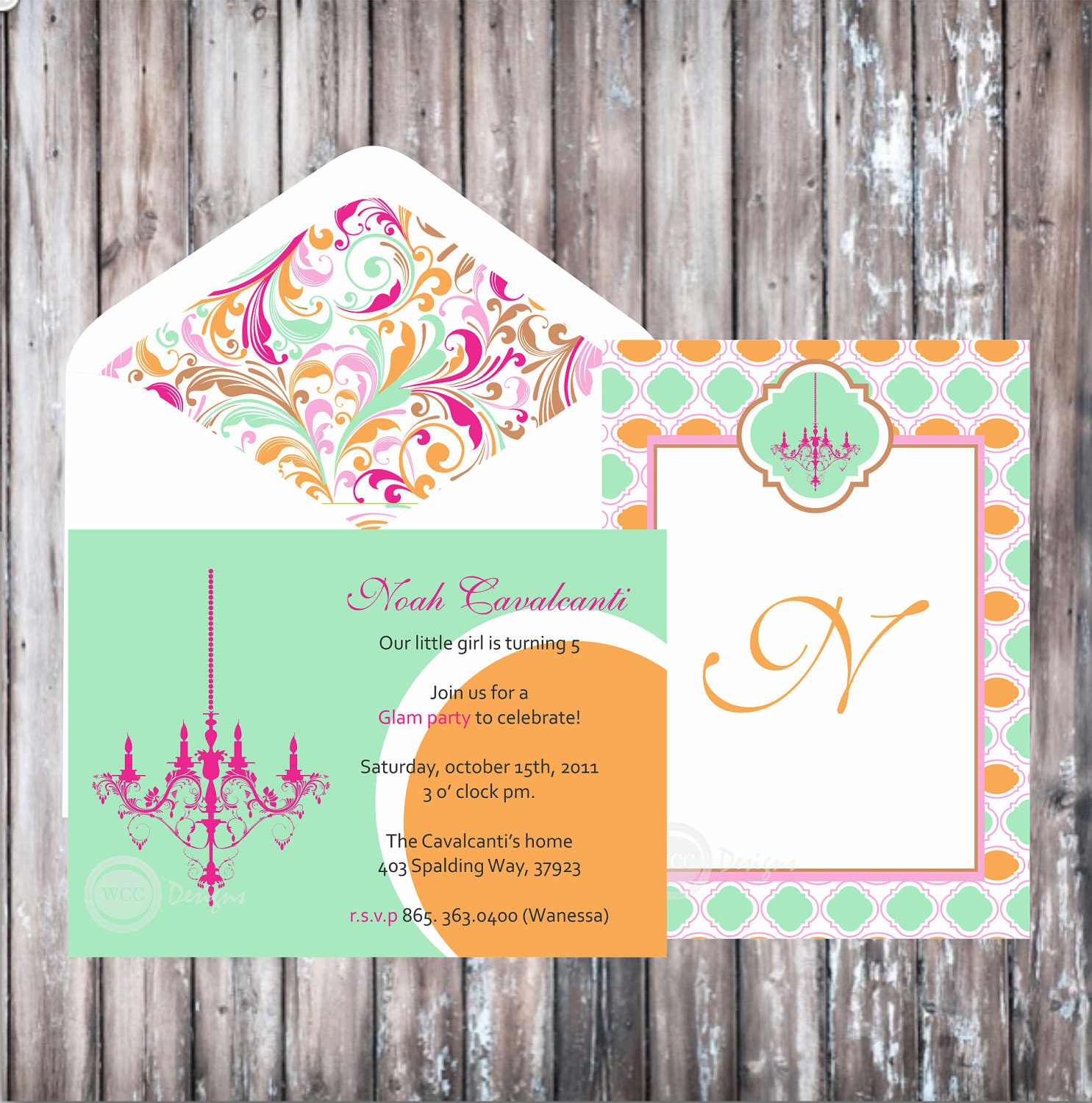 VINTAGE GLAM Birthday Party or Baby Shower Invitation - Retro Party Printable Invitation - Girls Party Il_570xn