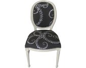 Skeleton Ocotopus French Side Chair Upholstered Painted Black White Modern Contemporary Chic