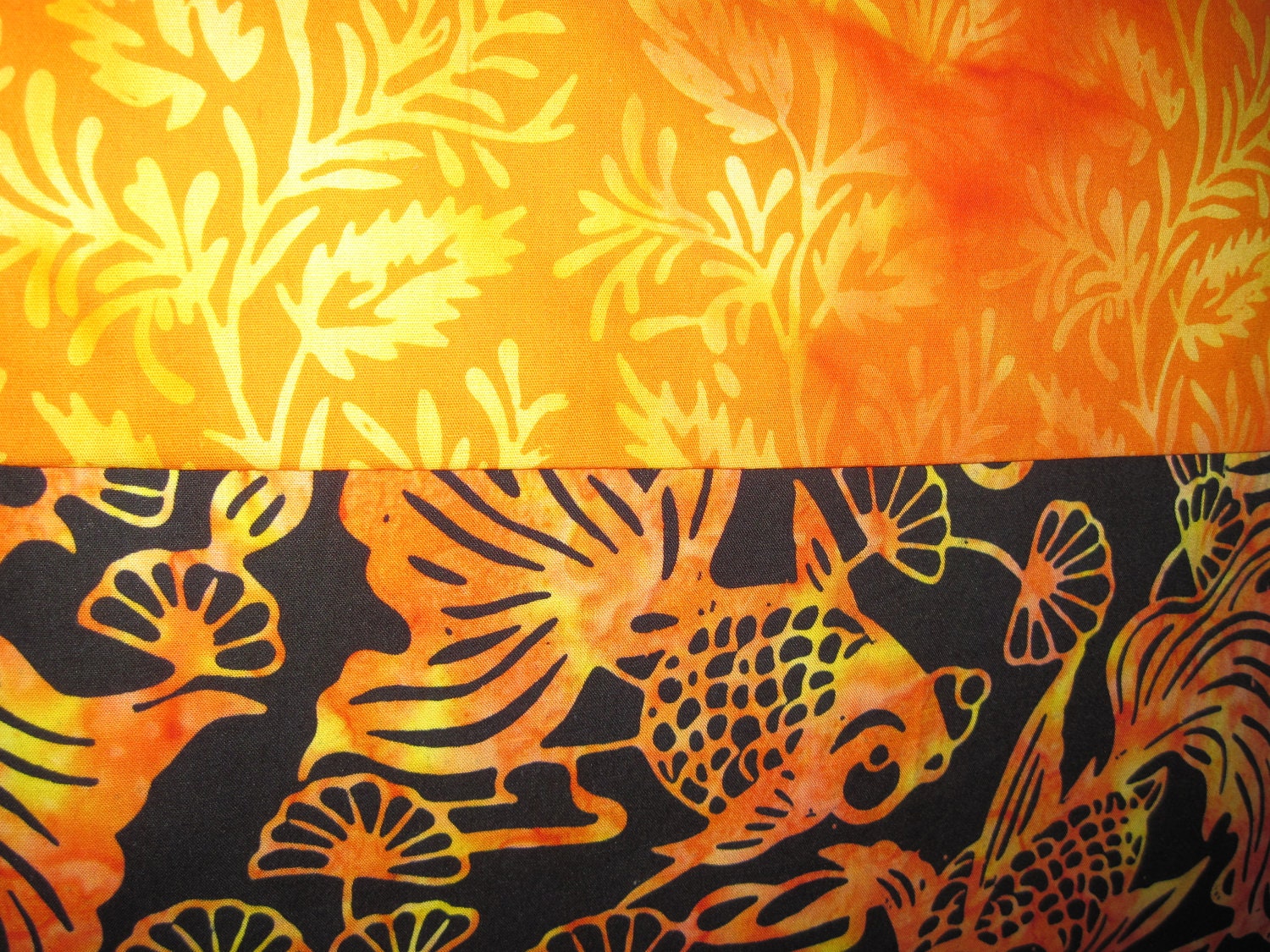 14" x 14" PILLOW COVER - Energetic Orange Koi Goldfish Pond Nature Fine Cotton Batiks