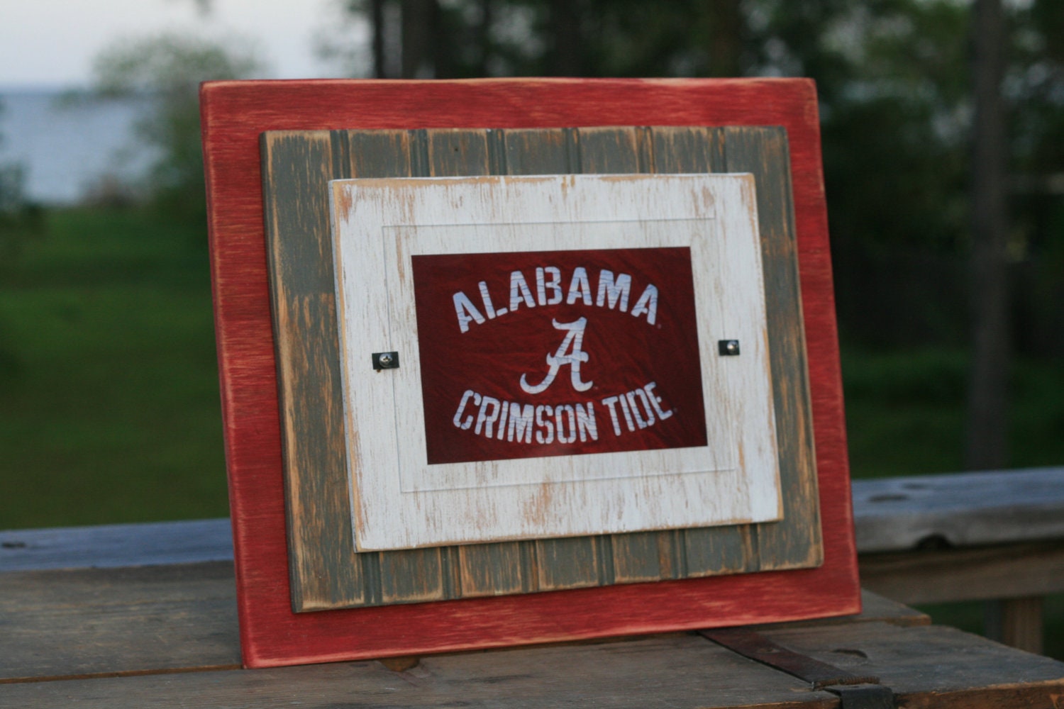 Custom Handmade Distressed Football Picture Frame