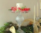 Victorian style pedestal stand.  Food server.  Food display.  Catch-all dish.  Soap dish. "The Laura" is made with repurposed glass