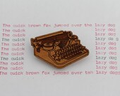 Laser cut wood brooch, vintage antique typewriter Remington Underwood