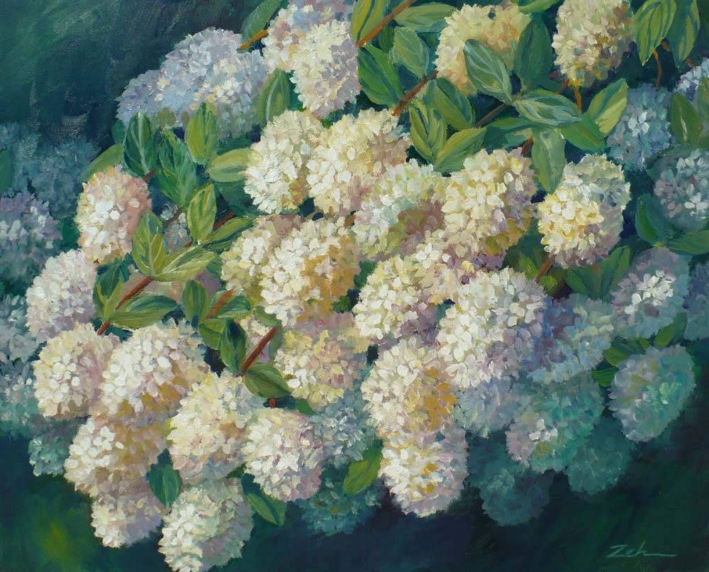 Hydrangeas Painting Oil on Panel Original Floral  Art Janet Zeh 8x10