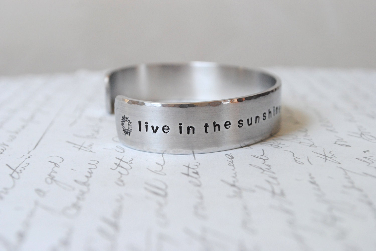 Live in the Sunshine, Swim the Sea, Drink the Wild Air...Custom Cuff Bracelet