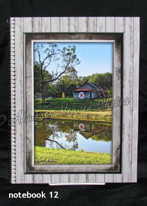 Country Barn and Pond Scene Large Photo Notebook Journal