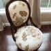 Hand Carved Antique Victorian Chair - classic upholstered unexpected cream vintage aqua green brown whimsical romantic country armchair