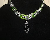 soda can  tab choker with black cat pendant. Up-cycled.