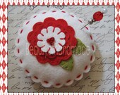 Wool Felt Flowers Pincushion Pillow,Glass Beads Stick Pin,bowl filler,pin cushion, applique embroidery