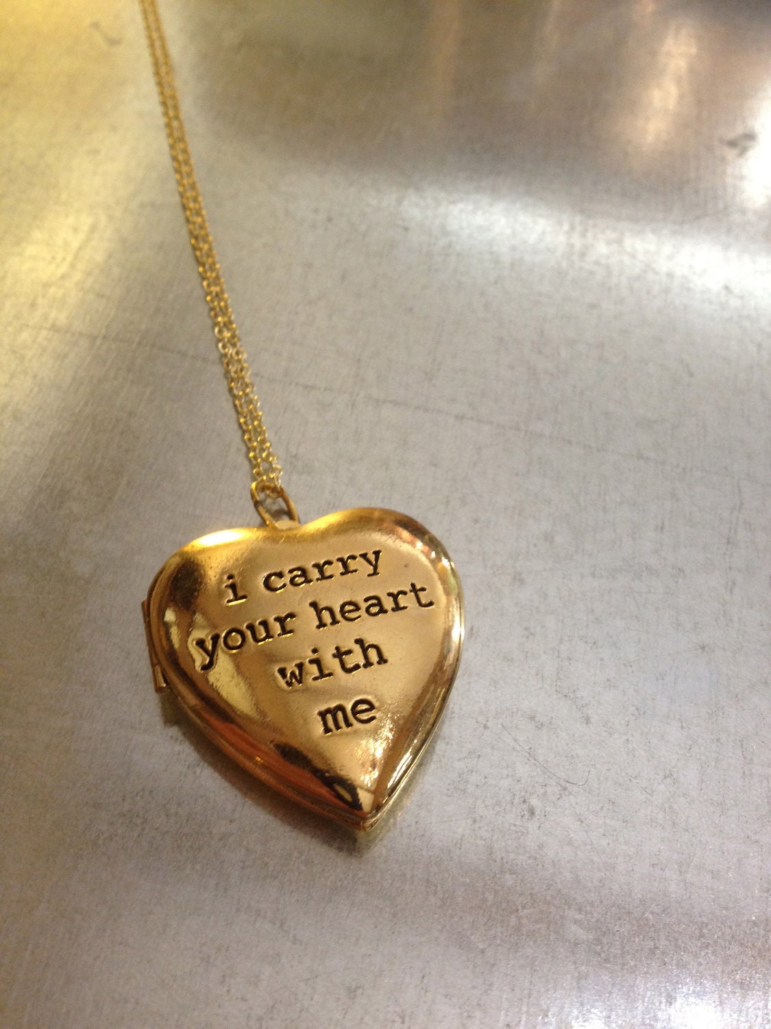 i carry your heart with me Gold Plated Locket Necklace