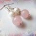 Pink Earrings - Natural Jade Dangle Earrings - Shabby Chic - Handmade Fashion Jewellery