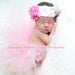 Paris Pink Tutu Newborn Photography Prop with Matching Lace Rhinestone Silk Flower Headband Newborn-5T