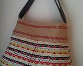 Multicolor Dotty Handbag Tote with Jute Webbing