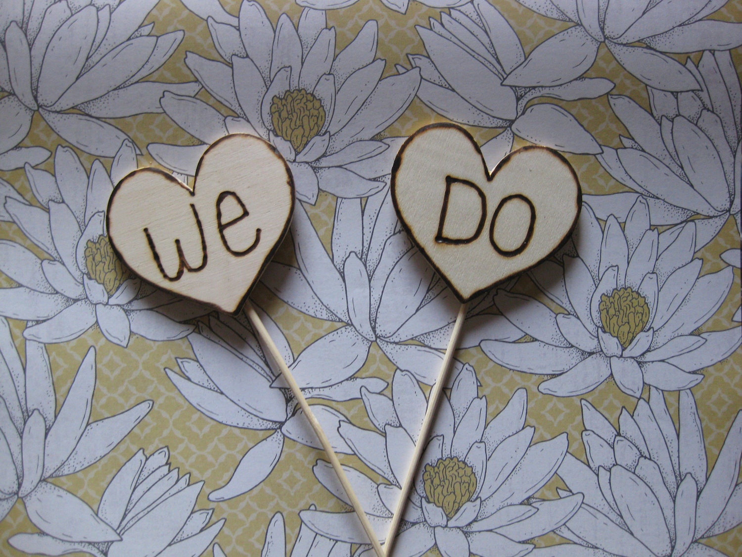 We Do Heart Wooden Cake Topper