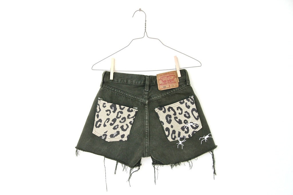 goth spider leopard shorts