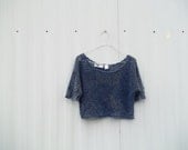 90s Dyed Washed Cropped Cotton Lace Knit Top