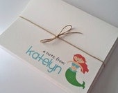 Personalized Stationery - Mermaid - Back to School Note Cards - Set of 10 With Envelopes