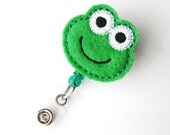 Frogger - Name Badge Holder - Cute Badge Reels - Unique Retractable ID Badge Holder - Felt Badge Reel - Peds RN Badge - BadgeBlooms