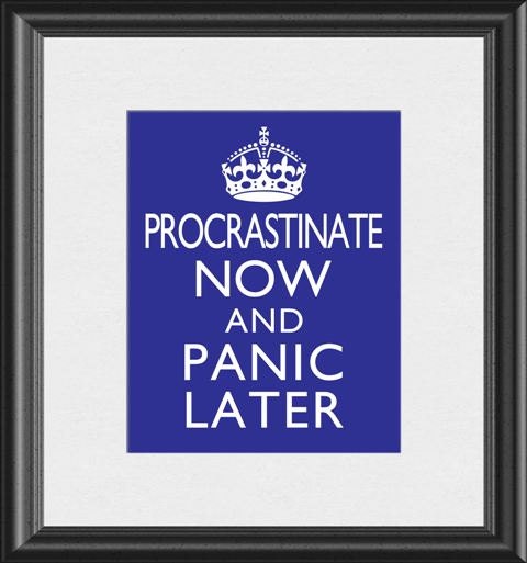 Procrastinate Now Panic Later Keep Calm Art Print 8x10 Poster or A4 Sign P50