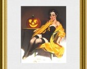 Vintage Halloween Pin Up Girl Archival Vintage Art Print Plate 8x10 inch or A4 Poster Sign P147