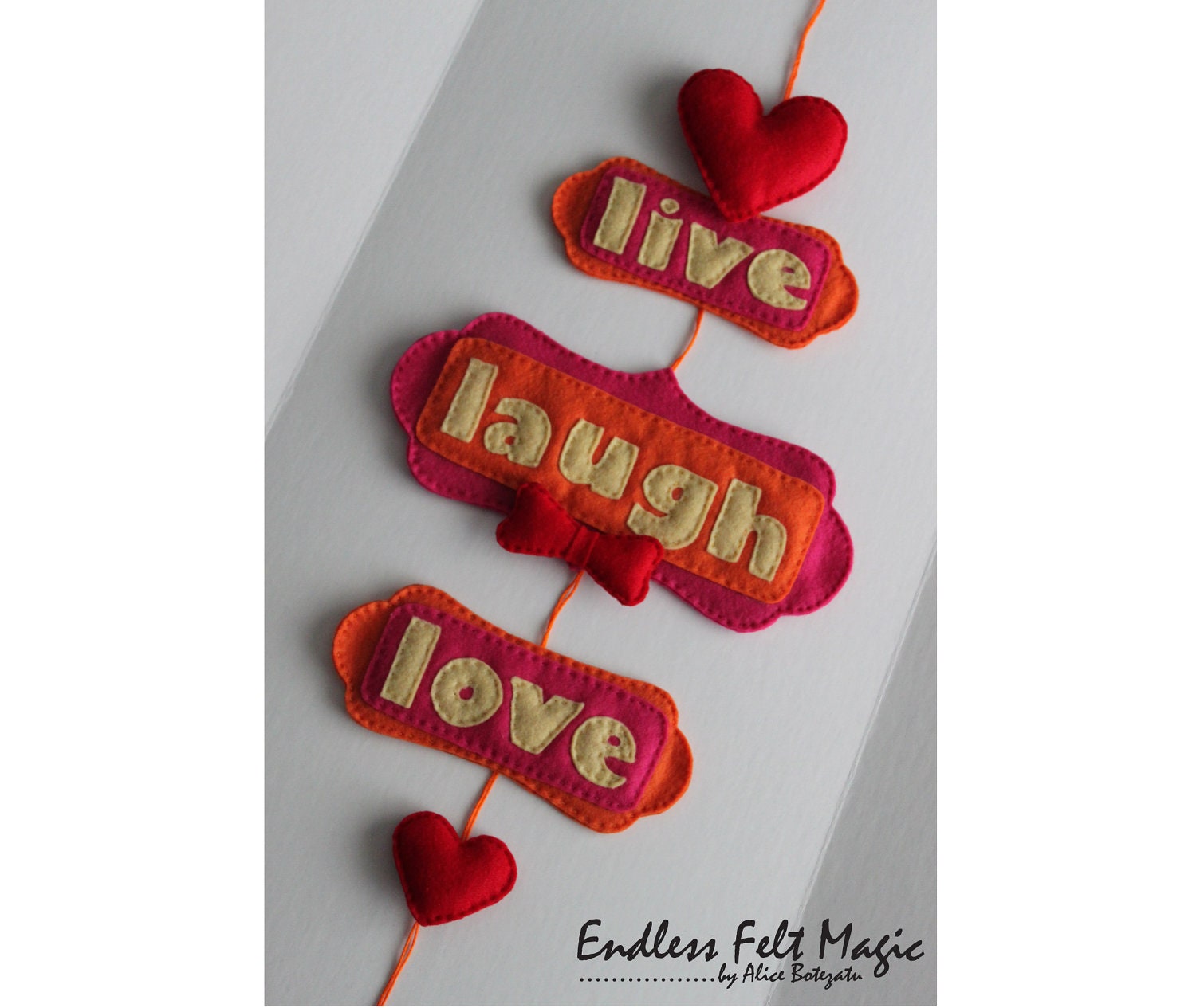 Valentine's Day Gift - Felt Banner "Live Laugh Love" banner