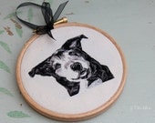 Custom Stitched Pet Portrait, Hand Embroidery, Hoop Art, Textile Art Using Your Photograph