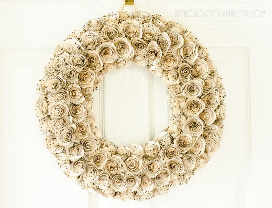 Wreath of Vintage Sheet Music - Gift for Pianists, Musicians and Music Lovers - Eco Friendly Home Decor