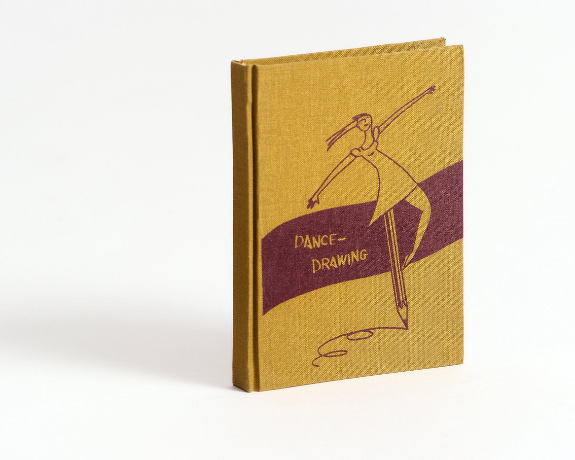 Ocher and Burgundy Handbound Screenprinted Journal - Dance-Drawing