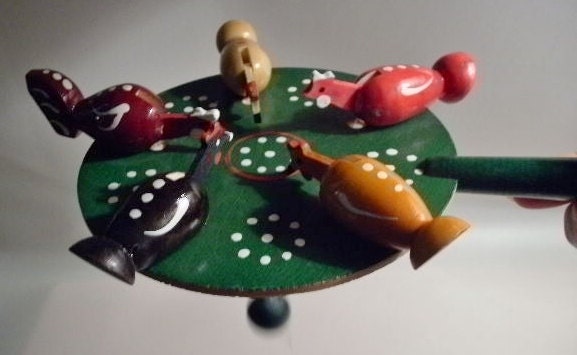 A Vintage Handcrafted Chicken Paddle Toy - Folk Art from Poland