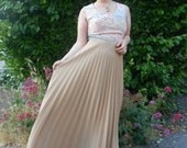 Vintage 1970s Gold Pleated Party Gown by Miss Rubette S/M