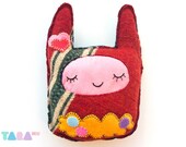 Fabric and Felt Toy, Plush Toy, Eco Toy, Recycled Fabrics Toy, OOAK Patchwork Toy, Plushie Softie Upcycled Toy, Christmas Gift for Children