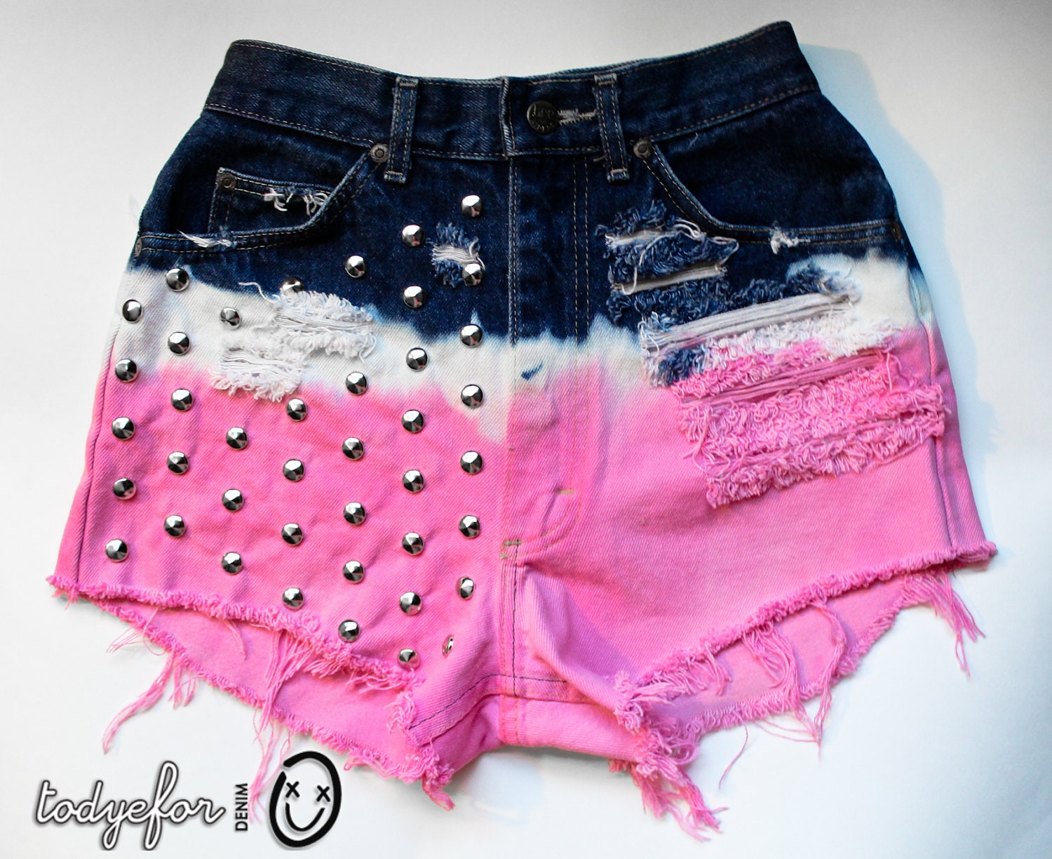 Unique Jeans Destroyed High Waisted Denim Shorts