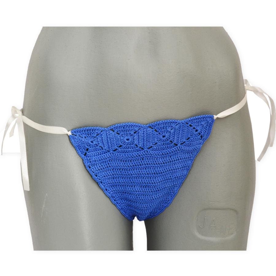Bikini -  hand crocheted from pure natural blue cotton
