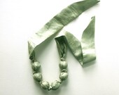 Mint Chunky Silk and Bead "Bubble Berry" Necklace or Bracelet - Natural Shabby Chic Statement Jewelry, pastel, romantic, natural
