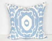 Blue and white Ikat pillow cover- 20" X 20 "