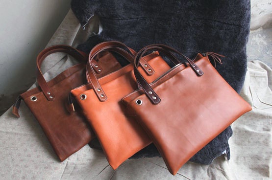 Handmade Tan/Brown/Dark Brown Cow Leather Bag Briefcase/Crossbody/Handbag/Satchel