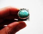 Amazonite Saddle Ring Sterling Silver Ring Wide Band Blue Green Gemstone Natural Stone Statment Cocktail Fine Jewelry Metalsmith
