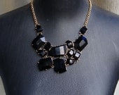 black bubble statement necklace,holiday party,bridesmaid gift,bubble necklace,beaded jewelry with chain