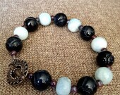 Aquamarine, Blue Tiger Eye  and Ruby Bracelet